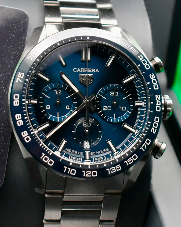 2021 Tag Heuer Carrera Chronograph 44MM Blue Dial Steel Bracelet (CBN2A1A.BA0643)