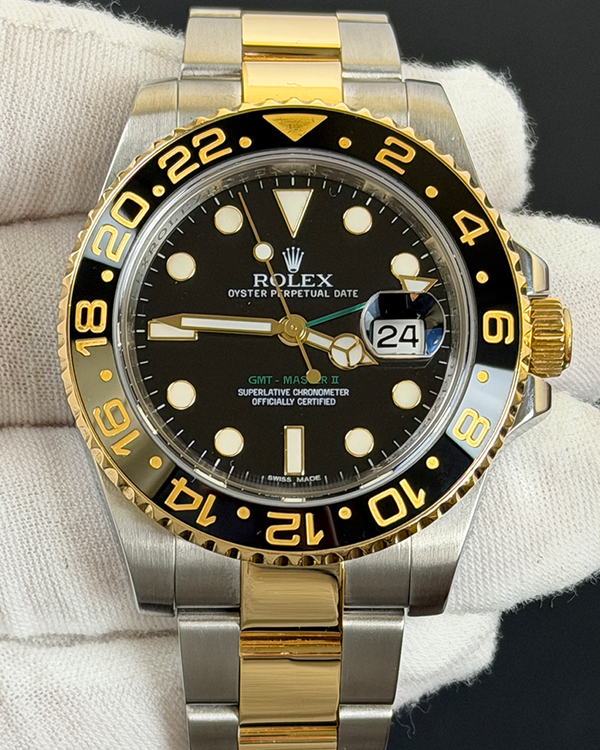 2010 Rolex GMT-Master II 40MM Black Dial Two-Tone Oyster Bracelet (116713LN)