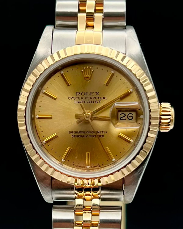 1985 Rolex Lady-Datejust 26MM Champagne "Tapestry" Dial Two-Tone Jubilee Bracelet (69173)