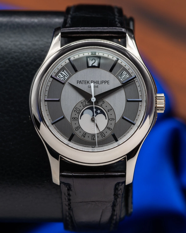 2015 Patek Philippe Annual Calendar 40MM Rhodium Dial Leather Strap (5205G-001)