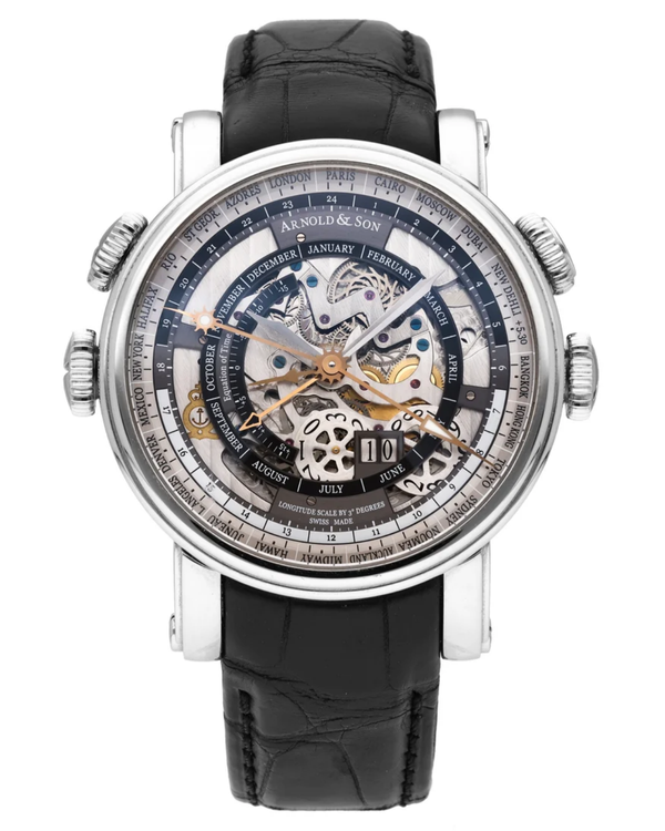 Arnold & Son HM World Timer 47MM Skeleton Dial Leather Strap (1H6AS.O01A.C79F)