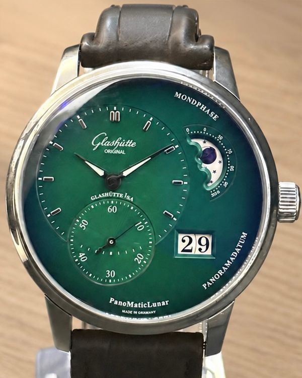 No Reserve - 2021 Glashütte Original PanoMaticLunar XL 40MM Green Dial Leather Strap (1-90-02-13-32-31)