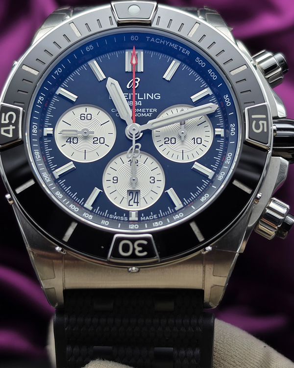 Breitling Super Chronomat B01 44MM Black Dial Rubber Strap (AB0136251B1S1)