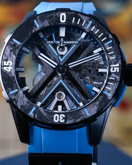 2024 Ulysse Nardin Diver X Skeleton Azure 44MM Skeleton Dial Rubber Strap (3723-170-2B/3A)