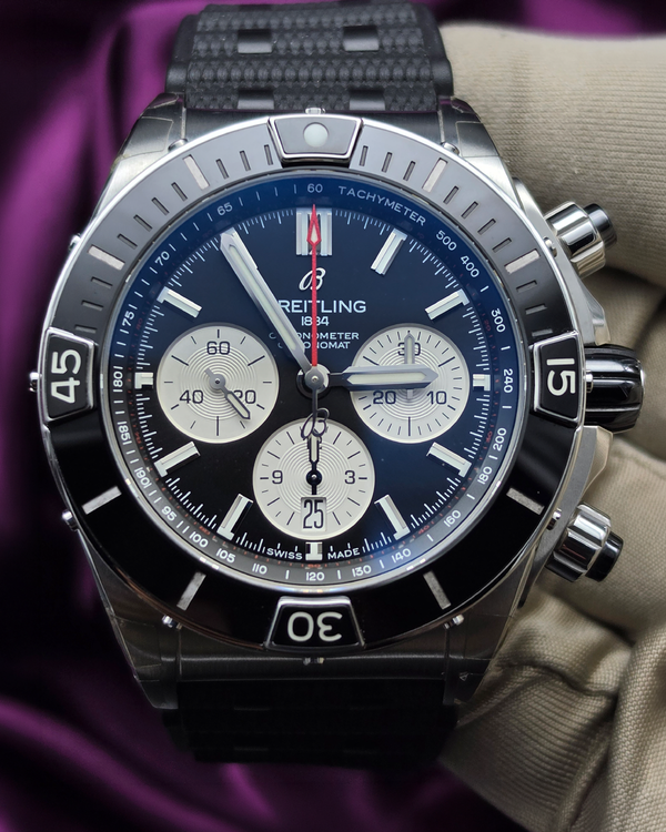 Breitling Super Chronomat B01 44MM Black Dial Rubber Strap (AB0136251B1S1)