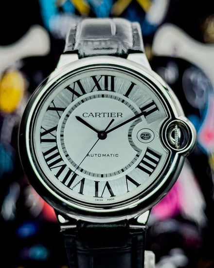 No Reserve - 2014 Cartier Ballon Bleu De Cartier 42MM Silver Dial Leather Strap (W69016Z4)