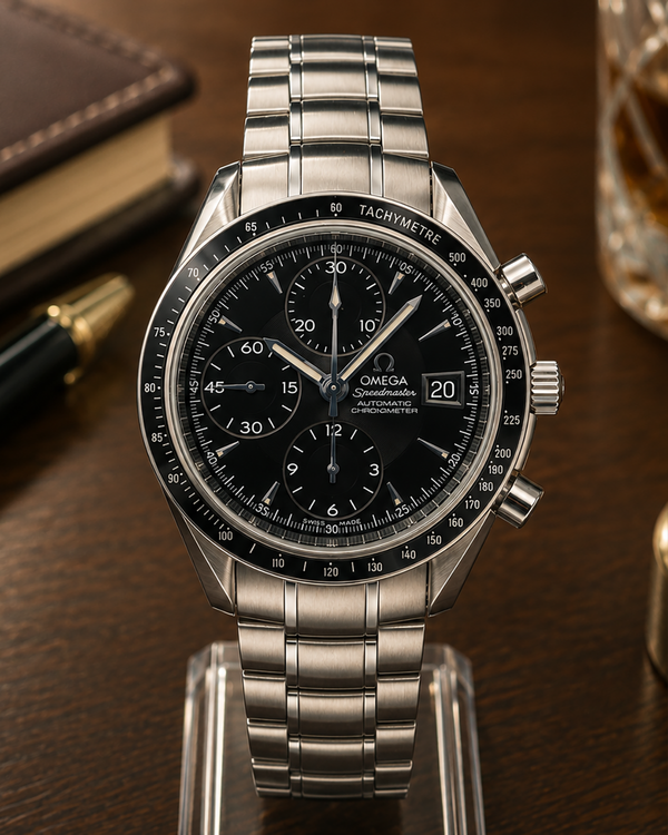 No Reserve - 2016 Omega Speedmaster Date 40MM Black Dial Steel Bracelet (3210.50.00)