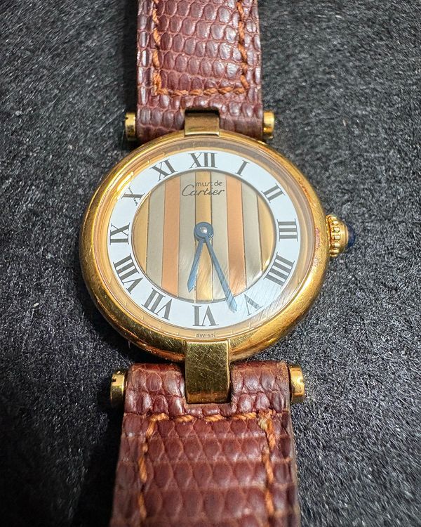 Cartier Trinity Vendome Vintage 24MM Quartz Champagne Dial Leather Strap (590004)
