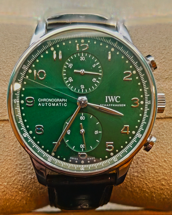 2021 IWC Schaffhausen IWC Portugieser 41MM Green Dial Leather Strap (IW371615)