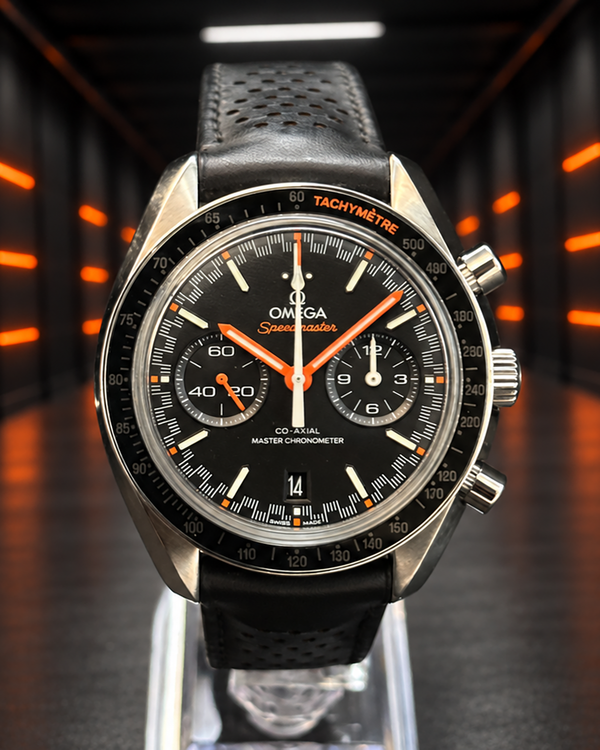 No Reserve - 2025 Omega Speedmaster Racing 44.25MM Black Dial Leather Strap (329.32.44.51.01.001)