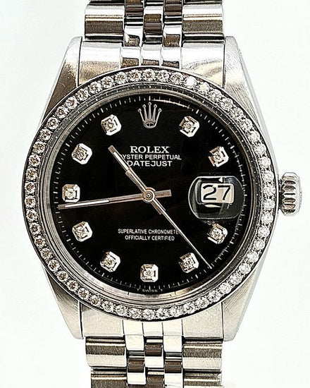Rolex Datejust 36MM Aftermarket Black Dial Jubilee Bracelet (16030)