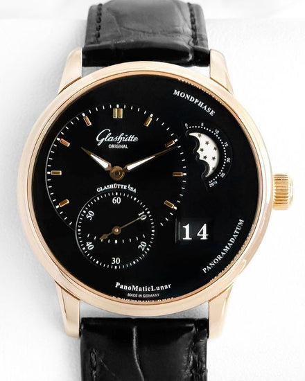 2022 Glashütte Original PanoMaticLunar 40MM Black Dial Leather Strap (1-90-02-49-35-30)