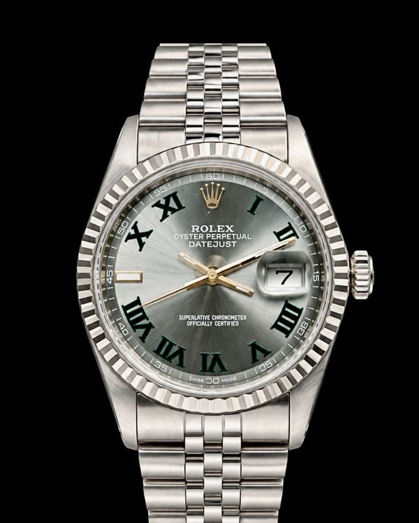 No Reserve - 1975 Rolex Datejust 36MM Aftermarket Slate "Wimbledon" Dial Aftermakart Jubilee Bracelet (1603)