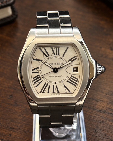 No Reserve - 2011 Cartier Roadster 41MM Silver Dial Steel Bracelet (W6206017)