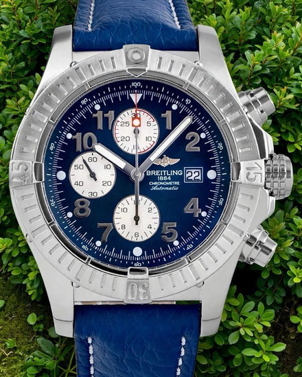 2005 Breitling Super Avenger 48MM Blue Dial Leather Strap (A13370)