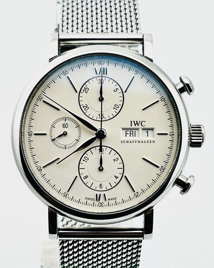 2018 IWC Schaffhausen Portofino Chronograph 42MM Silver Dial Steel Bracelet (IW391009)