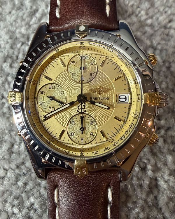 Breitling Chronomat 39MM Champagne Dial Leather Strap (B13050)