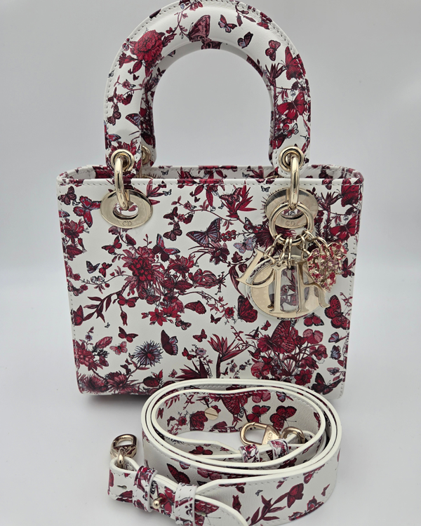 Dior Bag "Le Cœur des Papillons" My ABCDior Lady Dior Small Leather Gold-Tone Hardware Leather Strap (Lady Dior)