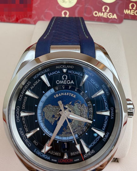 2021 Omega Seamaster Aqua Terra Worldtimer 43MM Blue Dial Rubber Strap (220.12.43.22.03.001)