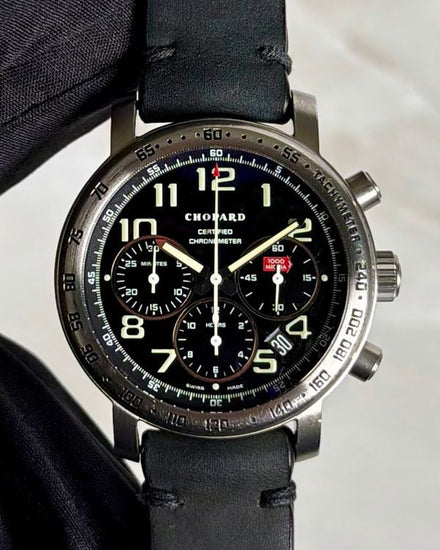 Chopard Mille Miglia Chronograph 40MM Black Dial Aftermarket Leather Strap (8915)