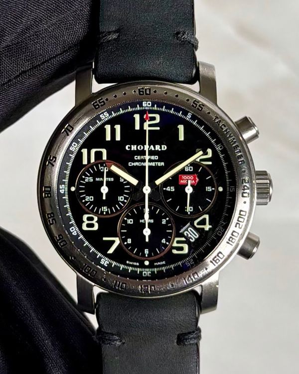Chopard Mille Miglia Chronograph 40MM Black Dial Aftermarket Leather Strap (8915)