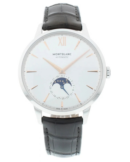 Montblanc Heritage Spirit Moon Phase 41MM Silver Dial Leather Strap (111620)