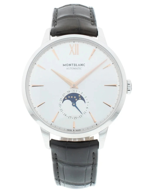 Montblanc Heritage Spirit Moon Phase 41MM Silver Dial Leather Strap (111620)
