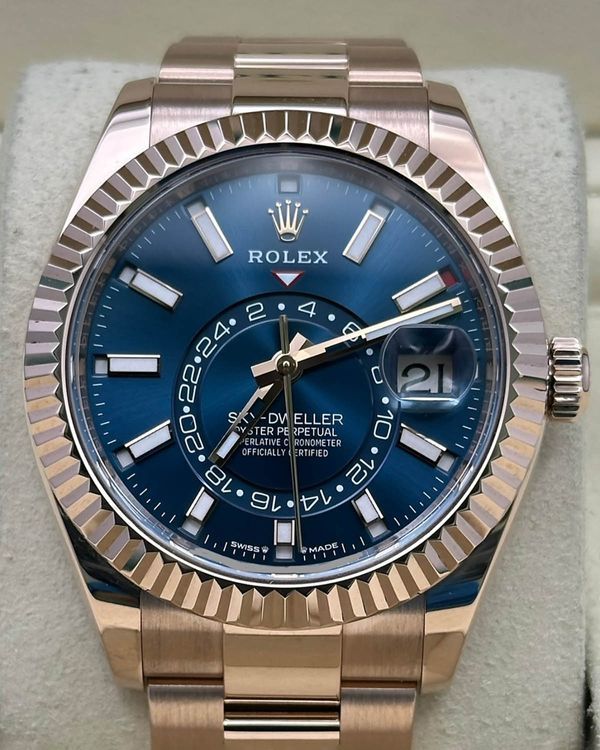 2026 Rolex Sky-Dweller 42MM Blue Dial Rose Gold Oyster Bracelet (336935)