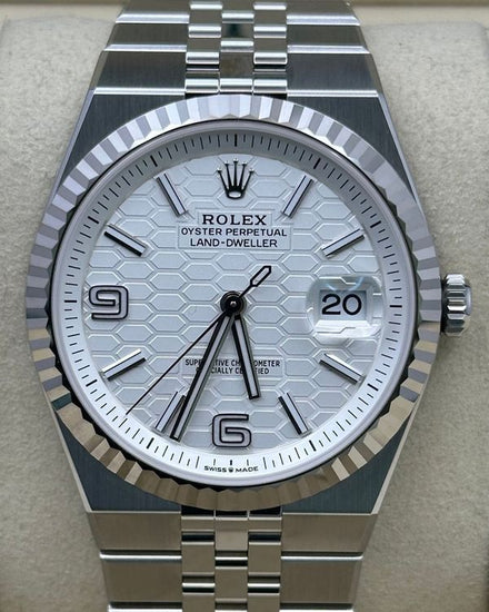 2026 Rolex Land-Dweller 40MM White "Honeycomb" Dial Flat Jubilee Bracelet (127334)