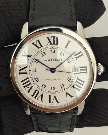 No Reserve - 2012 Cartier Ronde De Cartier Solo 42MM White Dial Leather Strap (W6701010)