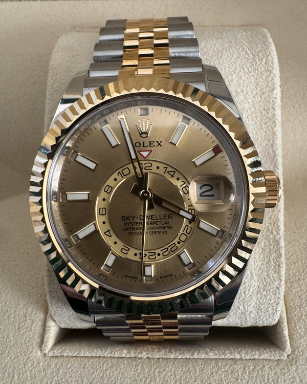 2022 Rolex Sky-Dweller 42MM Champagne Dial Two-Tone Oyster Bracelet (326933)