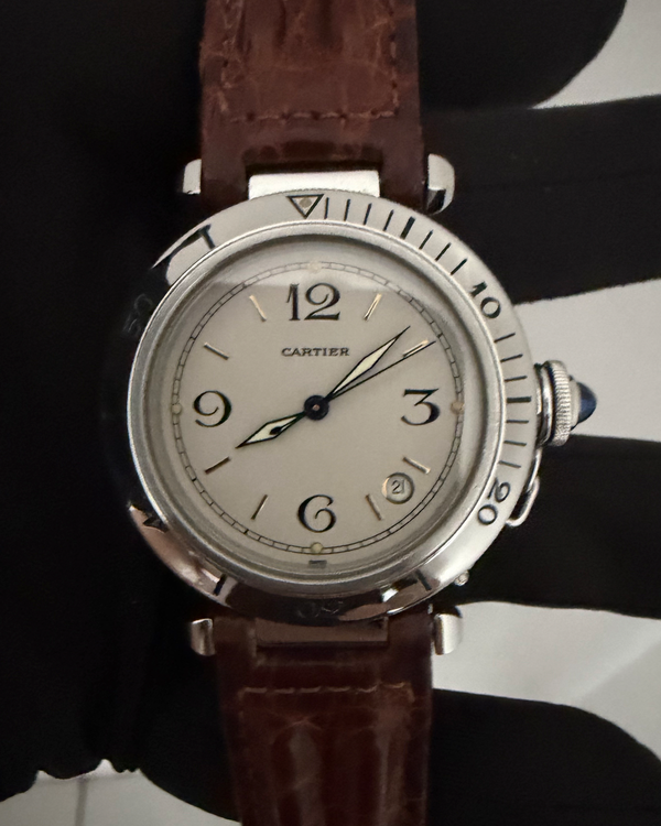 No Reserve - Cartier Pasha De Cartier 38MM Silver Dial Leather Strap (W3100655)