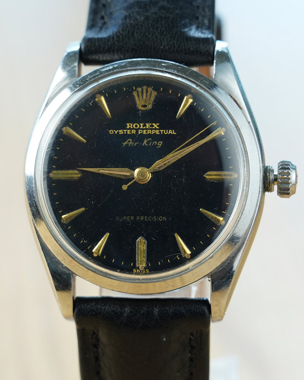 Rolex Air-King 34MM Black Dial Aftermarket Leather Strap (5500)