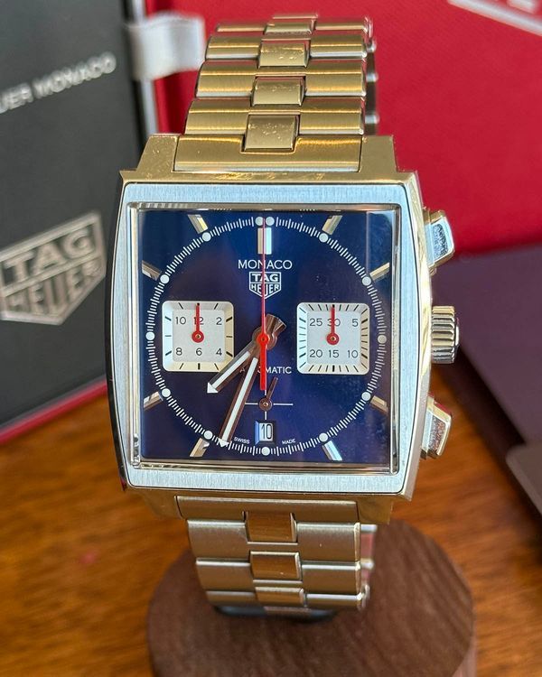2024 Tag Heuer Monaco Calibre Heuer 02 39MM Blue Dial Steel Bracelet (CBL2111.BA0644)