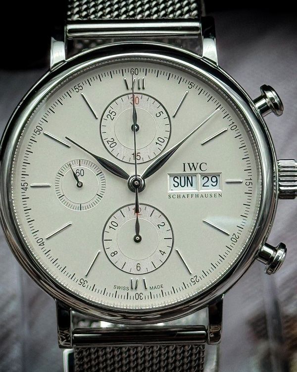 2016 IWC Schaffhausen Portofino Chronograph 42MM Silver Dial Steel Bracelet (IW391005)