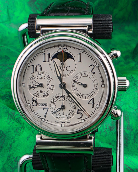 IWC Schaffhausen Da Vinci Chronograph Moon Phase 41MM White Dial Leather Strap (IW375803)