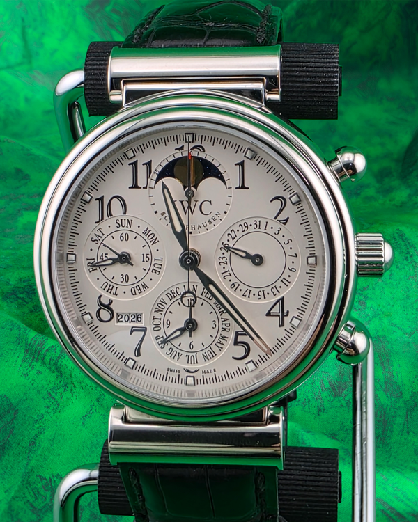 IWC Schaffhausen Da Vinci Chronograph Moon Phase 39MM White Dial Leather Strap (IW375803)