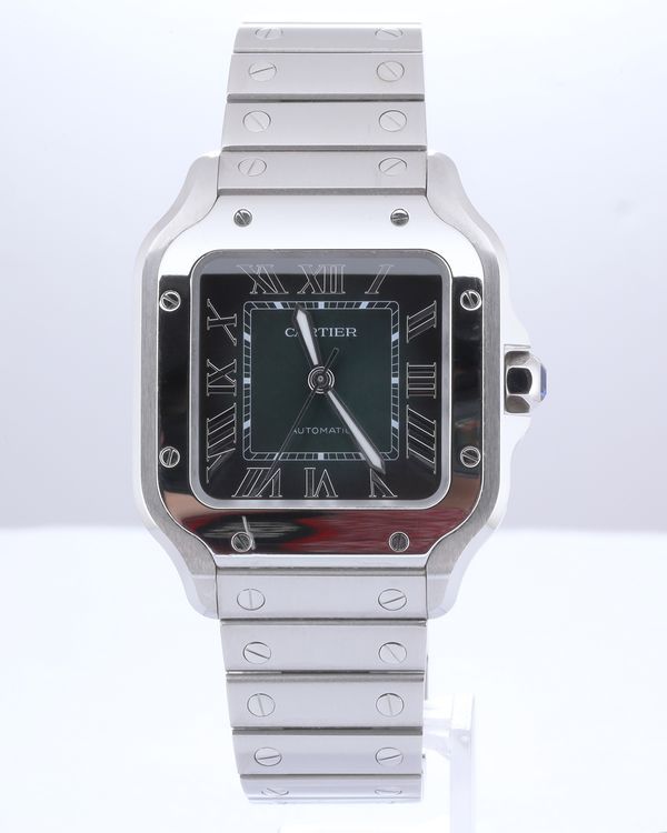 No Reserve - 2025 Cartier Santos De Cartier Medium 41MM Green "Ombré" Dial Steel Bracelet (WSSA0061)