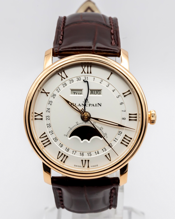 2020 Blancpain Villeret Quantième Complet 40MM Opaline Dial Leather Strap (6654-3642-55B)
