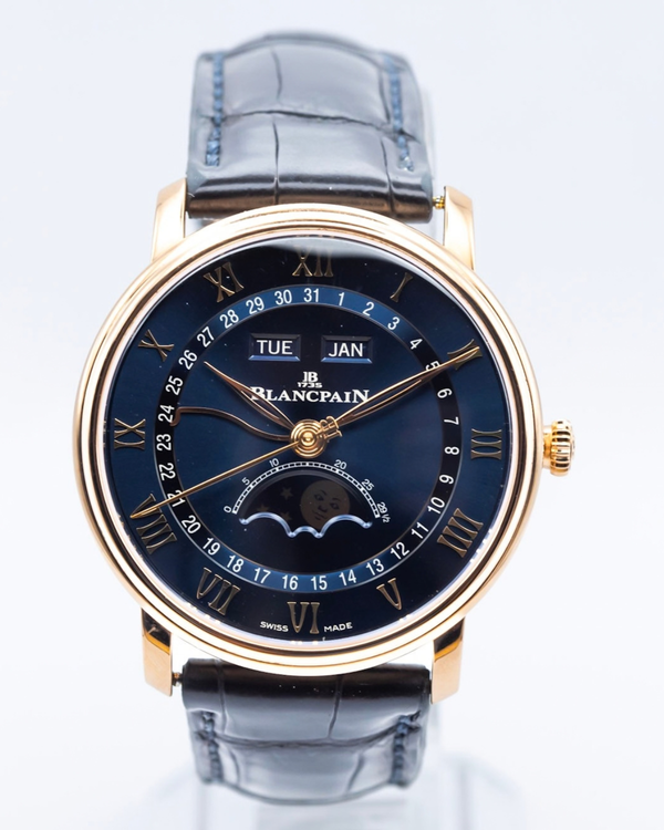 2022 Blancpain Villeret Quantième Complet 40MM Blue Dial Leather Strap (6654-3640-55B)