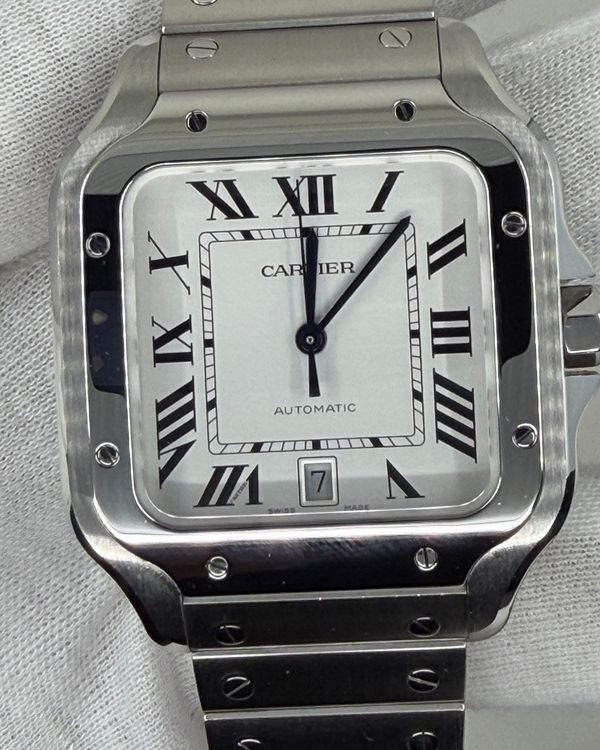 2023 Cartier Santos De Cartier 39.8MM White Dial Steel Bracelet (WSSA0018)