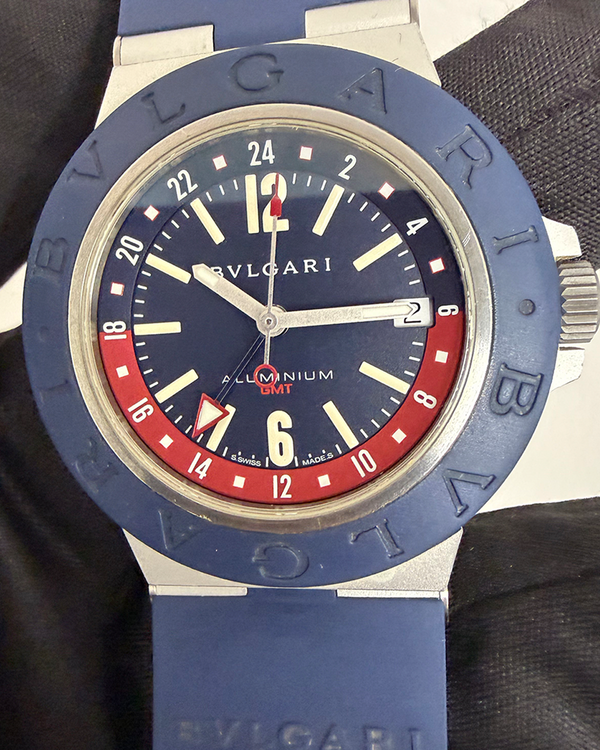 No Reserve - Bvlgari Aluminum GMT 40MM Blue Dial Rubber Strap (103554)