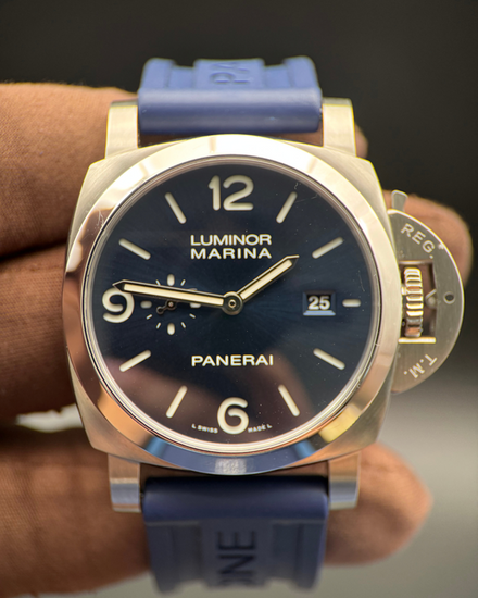 2025 Panerai Luminor Marina 44MM Blue Dial Rubber Strap (PAM03313)