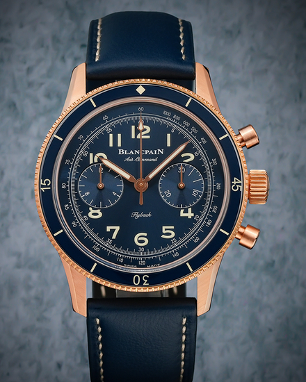 2022 Blancpain Air Command Flyback Chronograph 42.5MM Blue Dial Leather Strap (AC02-36B40-63A)