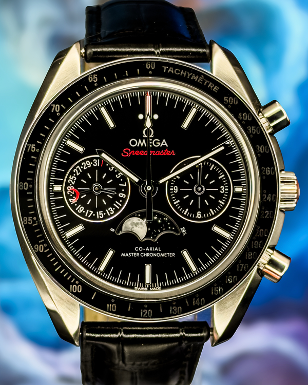2022 Omega Speedmaster Moonphase 44.25MM Black Dial Leather Strap (304.33.44.52.01.001)