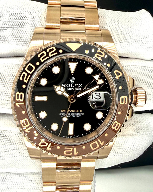 2025 Rolex GMT-Master II "Rootbeer" 40MM Black Dial Rose Gold Oyster Bracelet (126715CHNR)