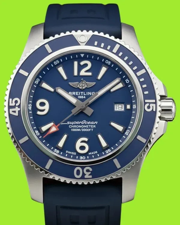 Breitling Superocean Automatic 44 Steel Blue Dial Rubber Strap (A17367D81C1A1)