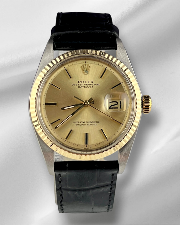 No Reserve - Rolex Datejust 36MM Champagne Dial Aftermarket Leather Strap (1601)