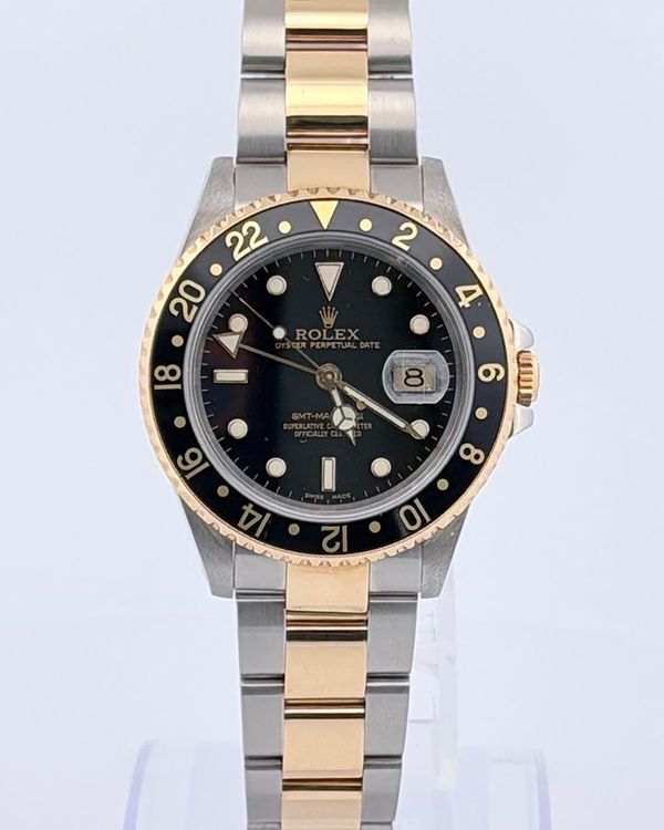 No Reserve -  2001 Rolex GMT-Master II 40MM Black Dial Two-Tone Oyster Bracelet (16713)