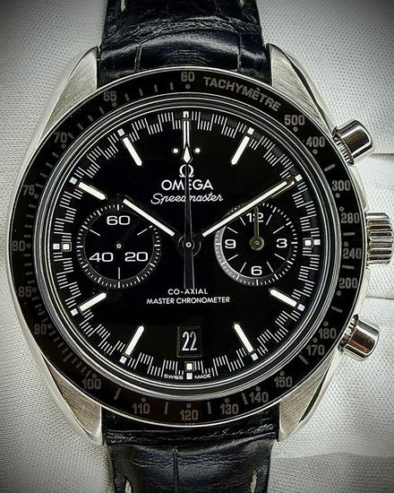 No Reserve - 2024 Omega Speedmaster Racing 44.25MM Black Dial Leather Strap (329.33.44.51.01.001)